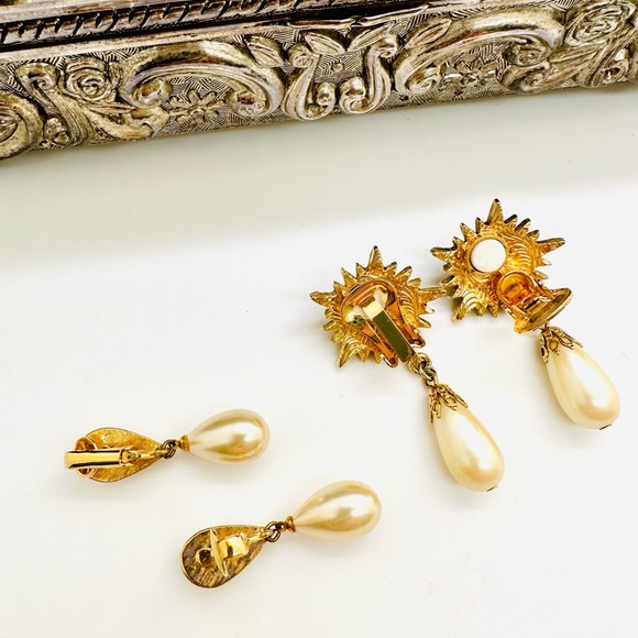 Vintage Pearl Drop Earrings lot - Picture 7 of 8